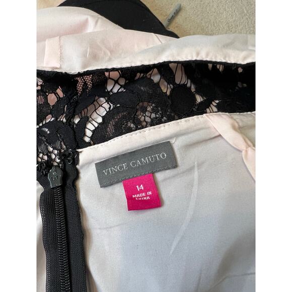 Vince Camuto Pink Skirt Black Lace Overlay Pencil Skirt size 14 - Picture 6 of 10
